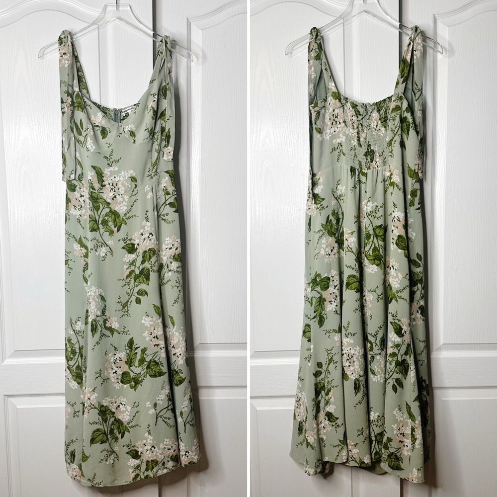 Reformation Sage Green Floral Midi Dress - Picture 5 of 13
